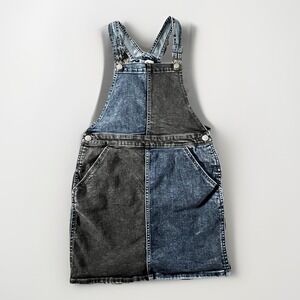 Epic Threads Girls 12 Denim Overall Dress Blue Black Colorblock Adjustable Strap